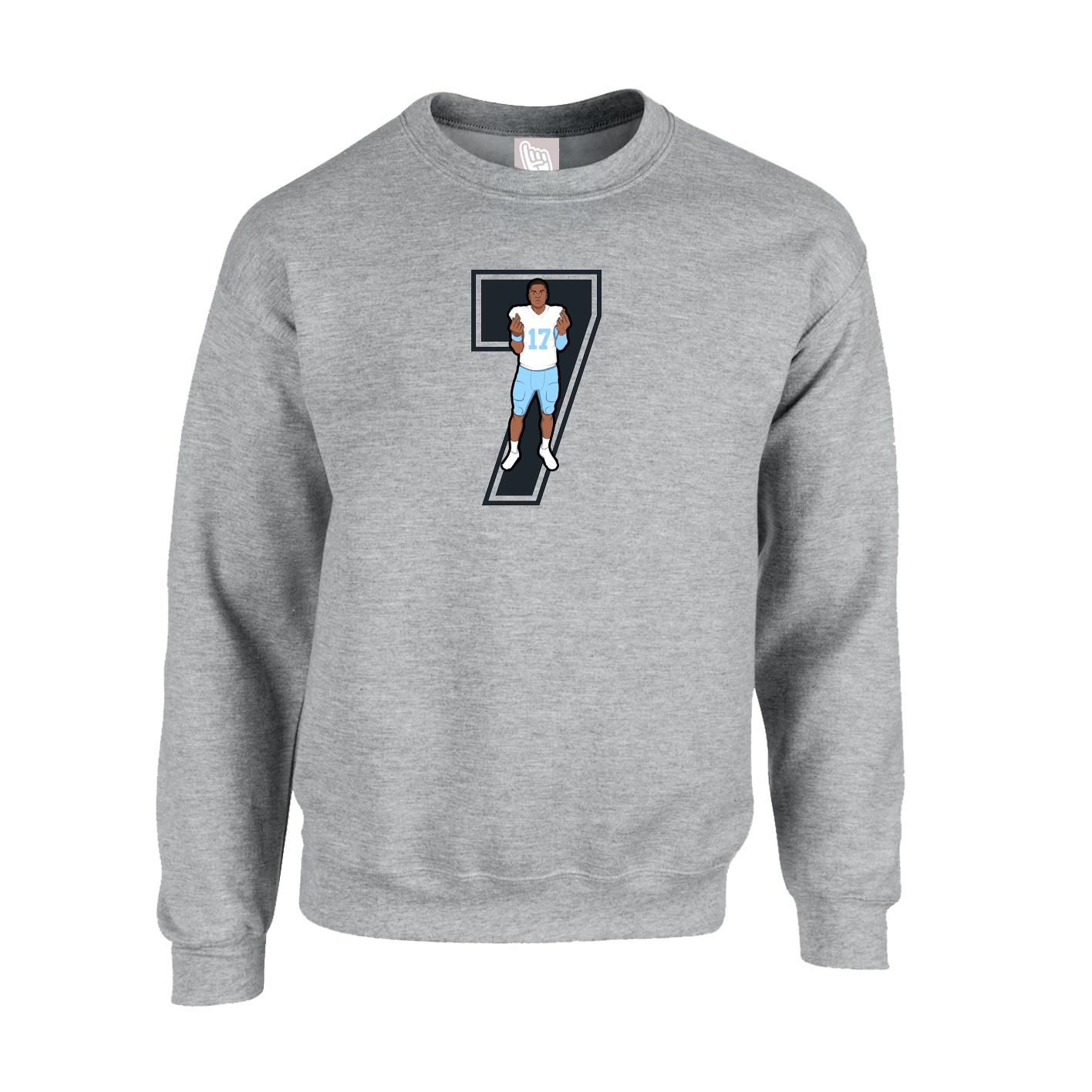 Fleece Crew — Number in Grey