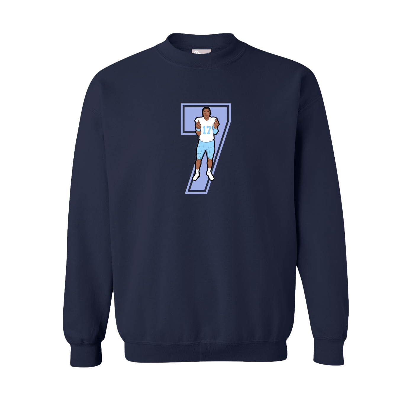 Fleece Crew — Number in Navy