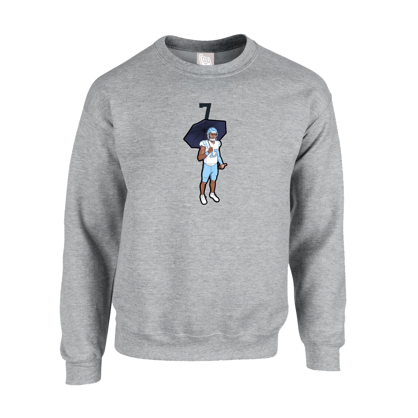 Fleece Crew — Number Top in Grey