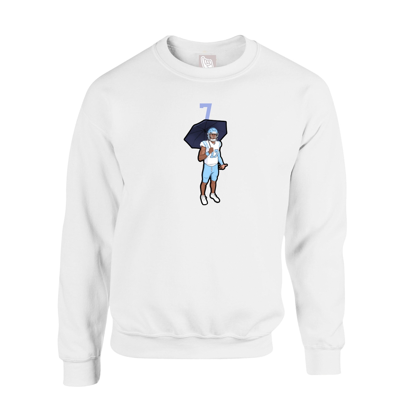 Fleece Crew — Number Top in White
