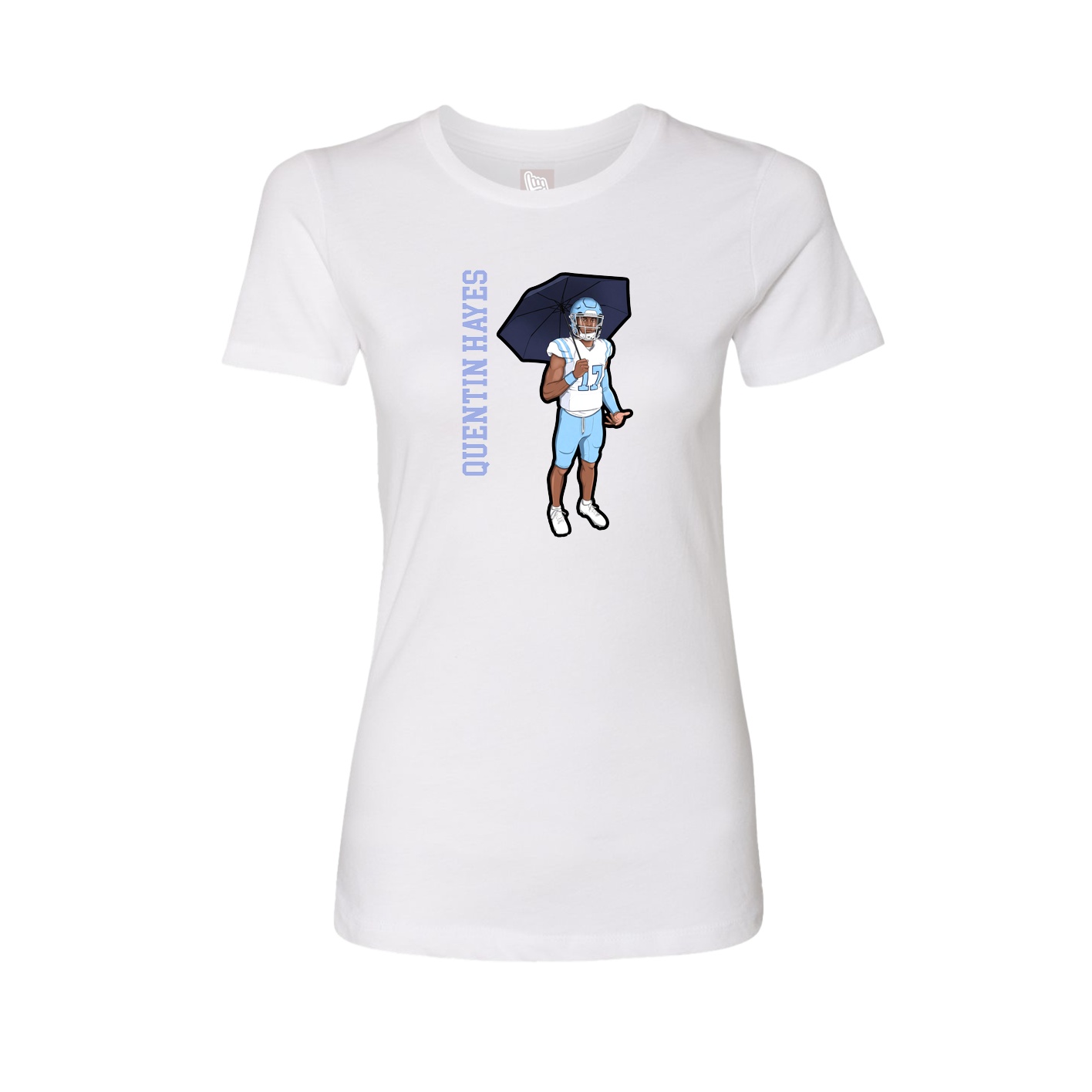 Womens Tee — Name Vertical in White