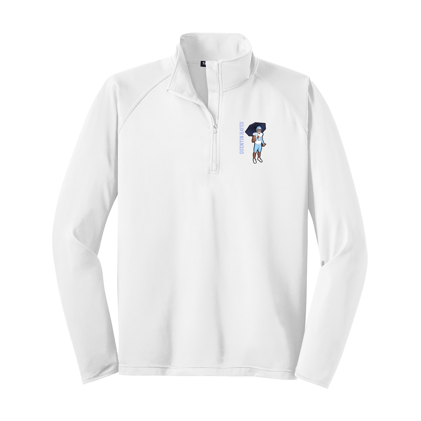 Q-Zip Pullover — Name Vertical in White