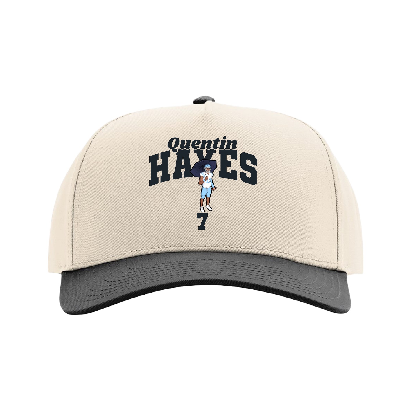 Full Fabric Five-Panel Champ Cap — Signature Arch in Cream/Black