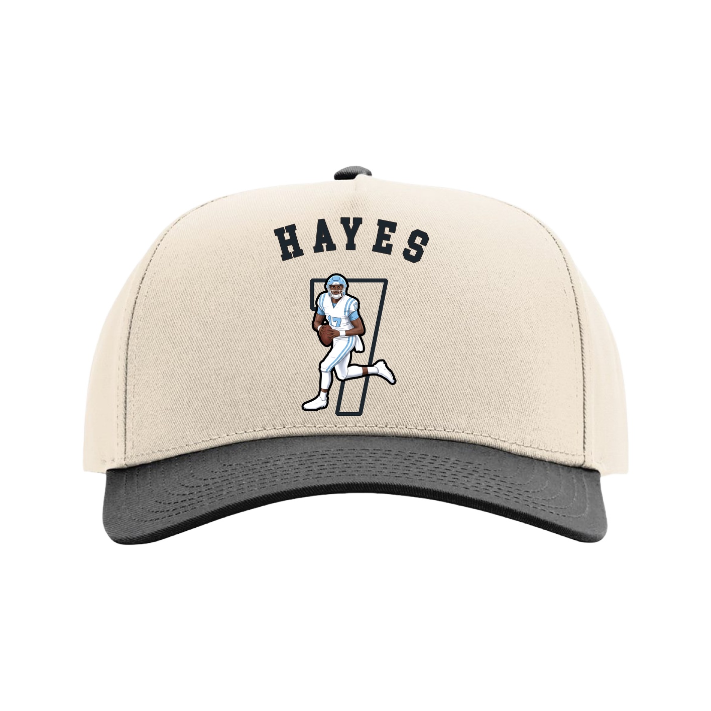 Full Fabric Five-Panel Champ Cap — Shirsey Arch in Cream/Black