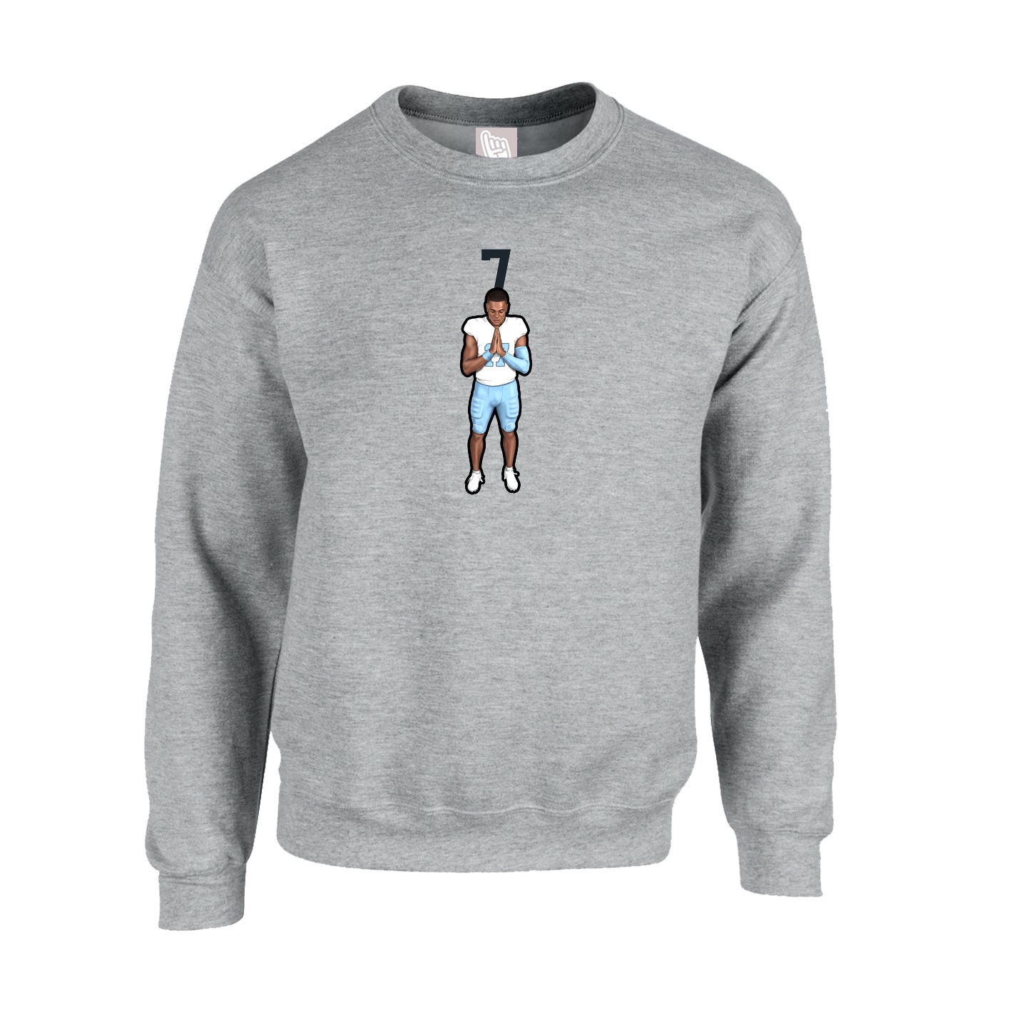 Fleece Crew — Number Top in Grey