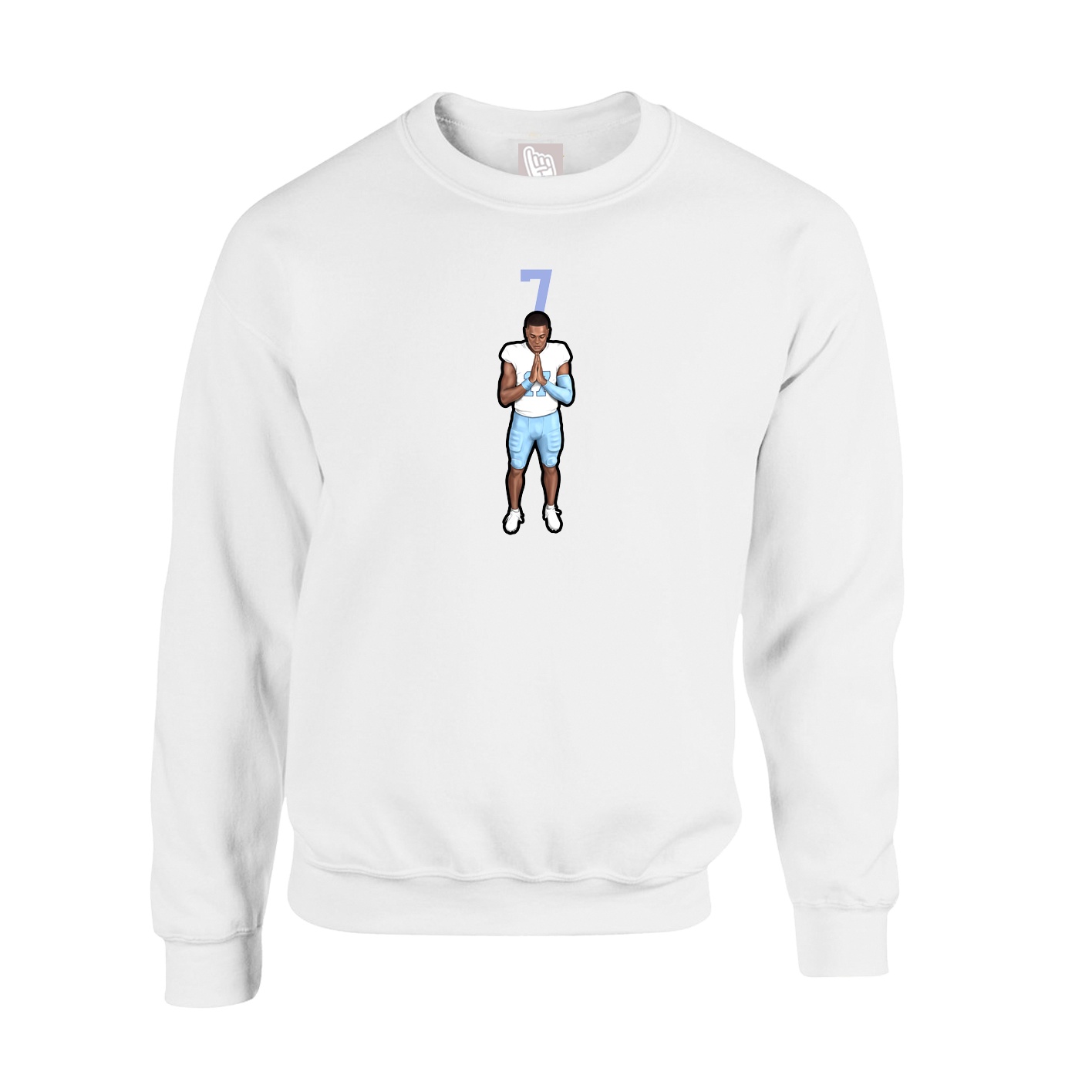 Fleece Crew — Number Top in White