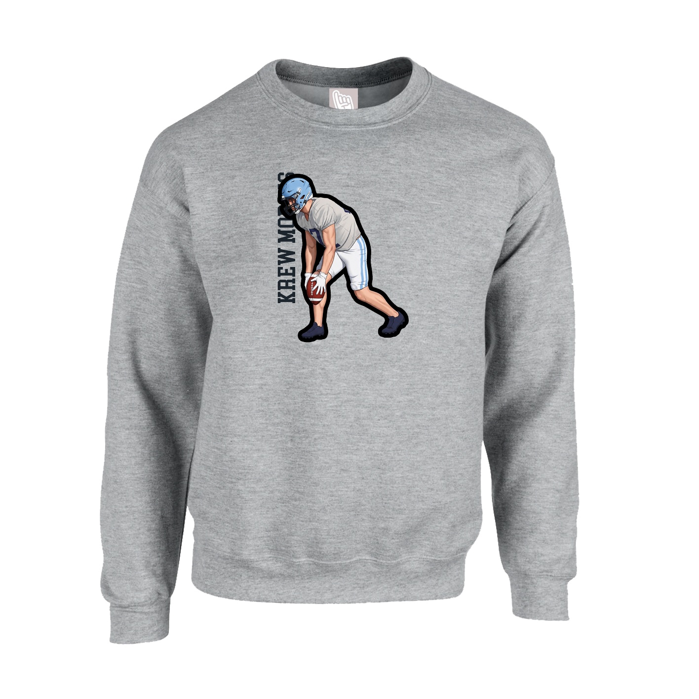 Fleece Crew — Name Vertical in Grey