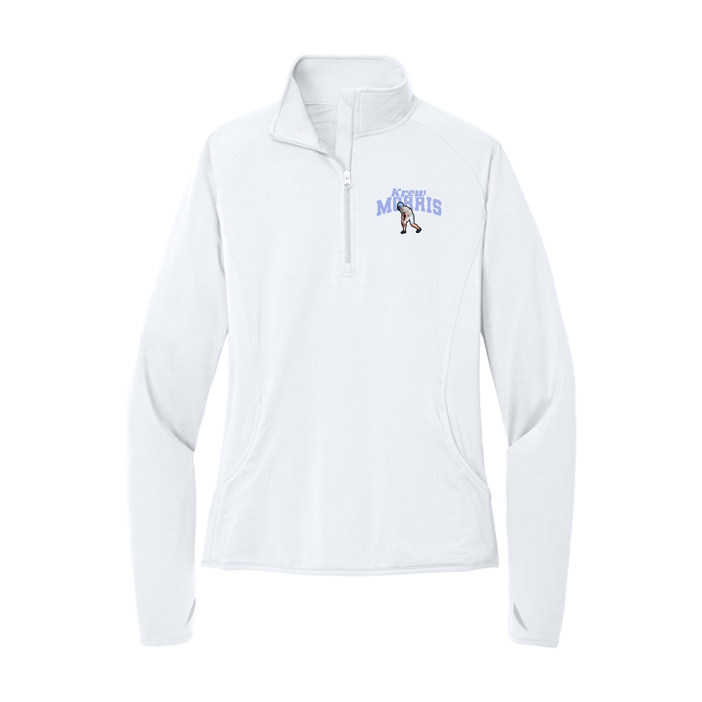 Women's Q-Zip Pullover — Signature Arch in White