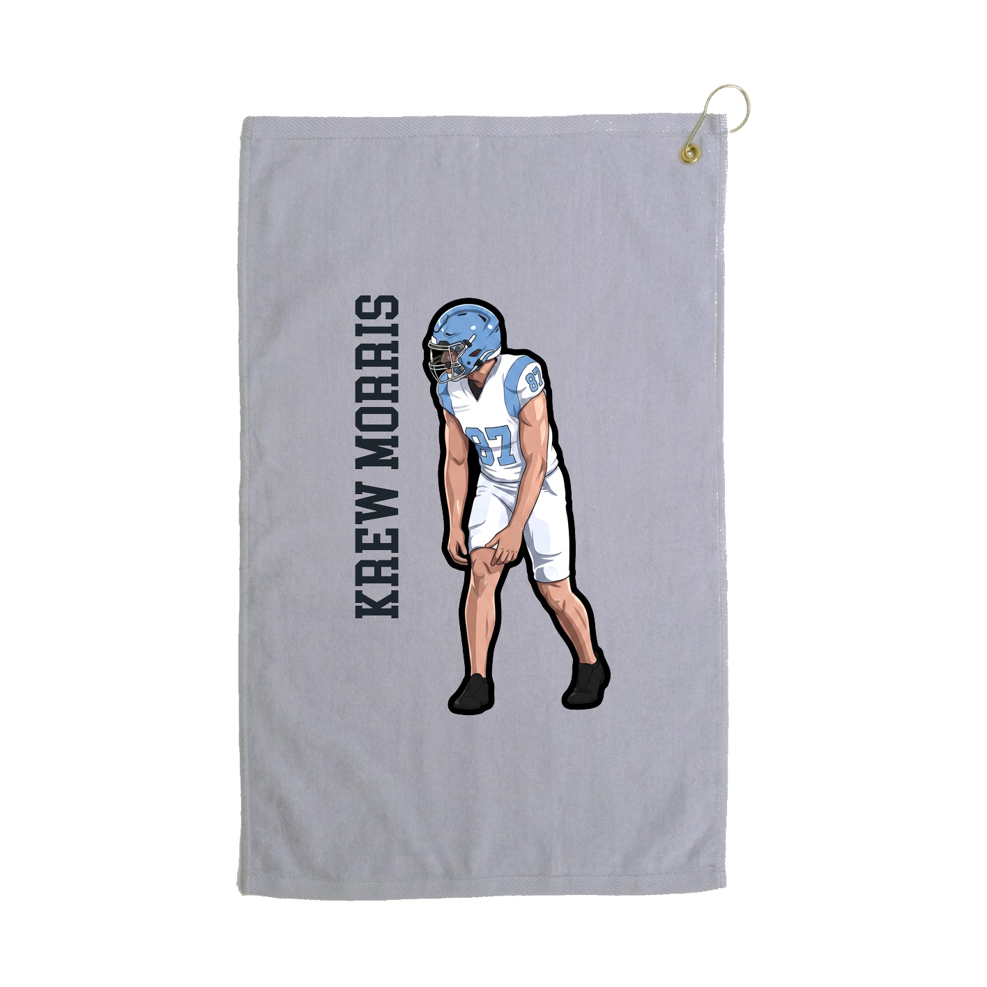 Golf Towel — Name Vertical in Grey