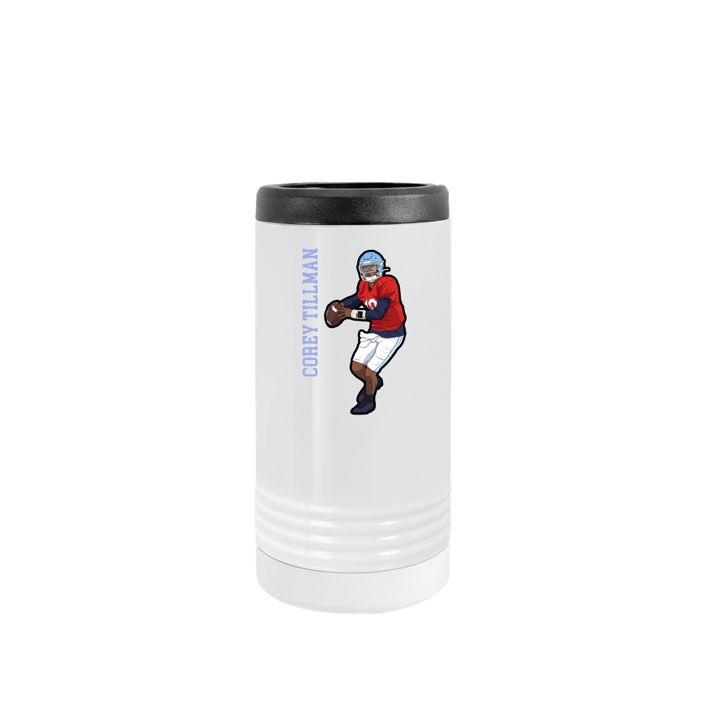 Slim Beverage Holder — Name Vertical in White