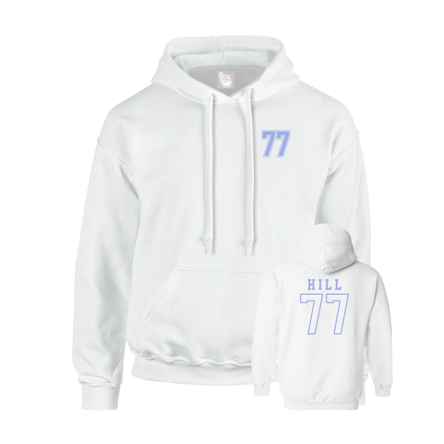 Youth Hoodie — Chest Back in White