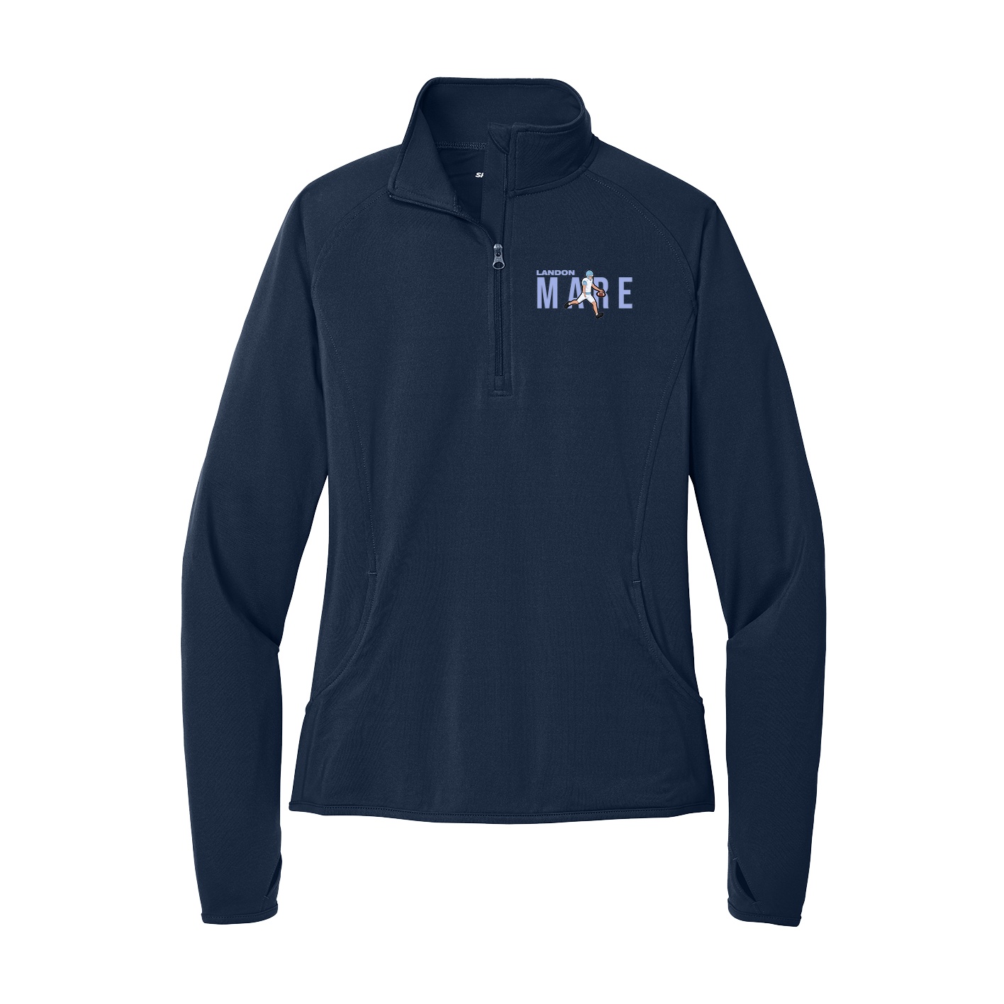 Women's Q-Zip Pullover — Player Name in Navy