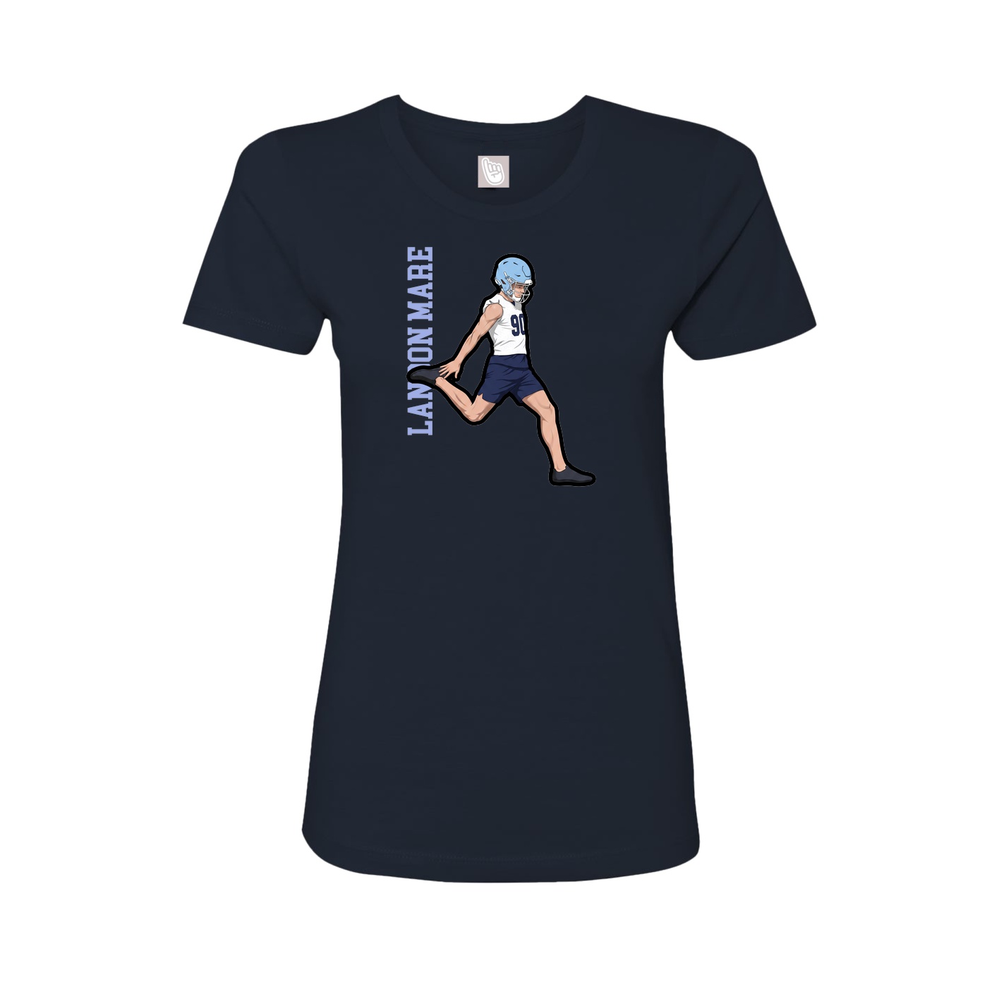 Fitted Women's Tee — Name Vertical in Navy