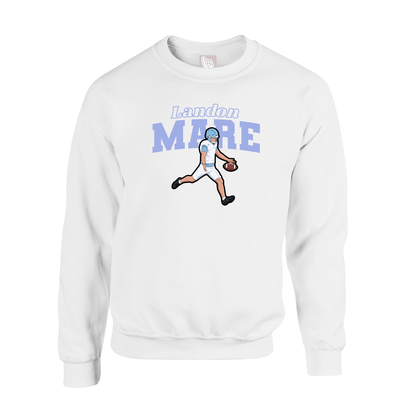 Fleece Crew — Name Arch in White