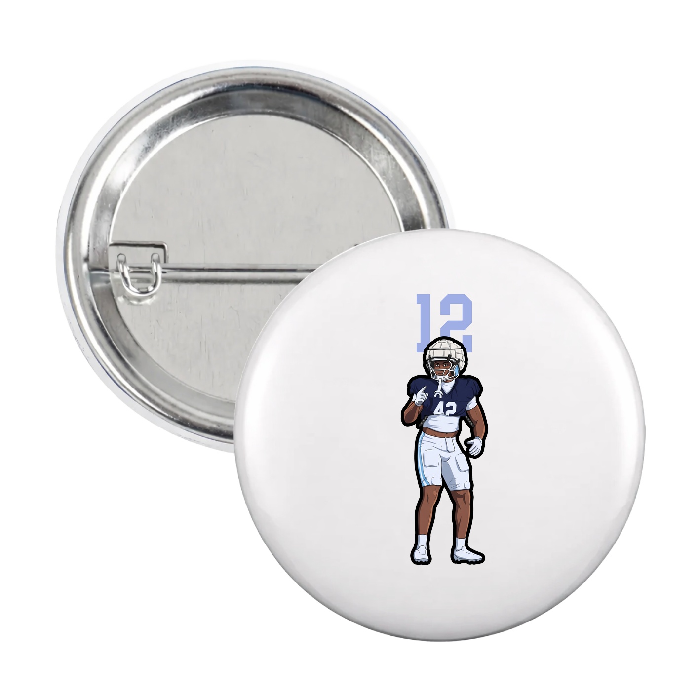 Game Day Button — Number Top in White