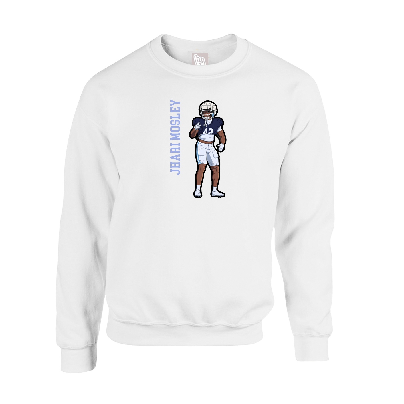 Fleece Crew — Name Vertical in White
