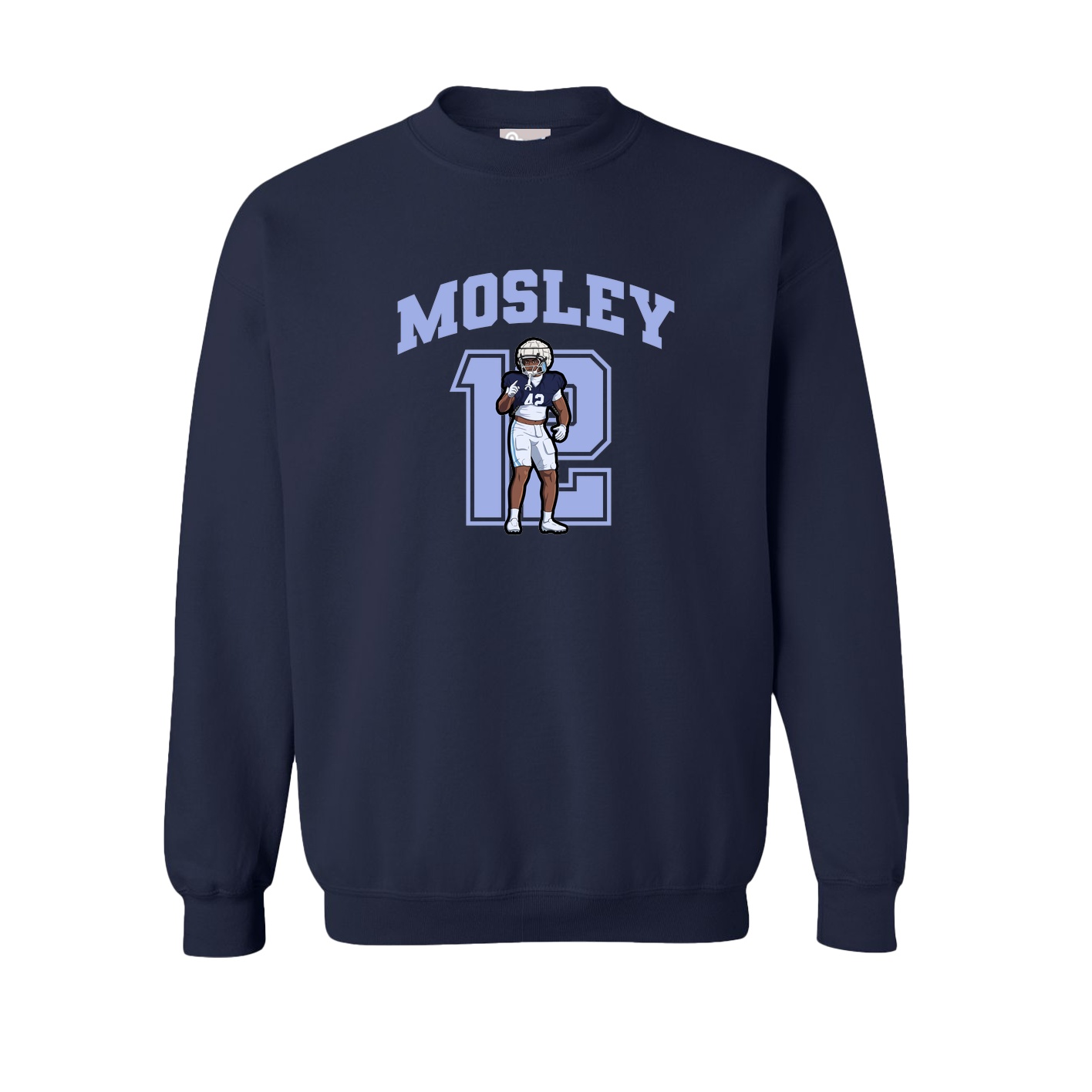Fleece Crew — Number in Navy