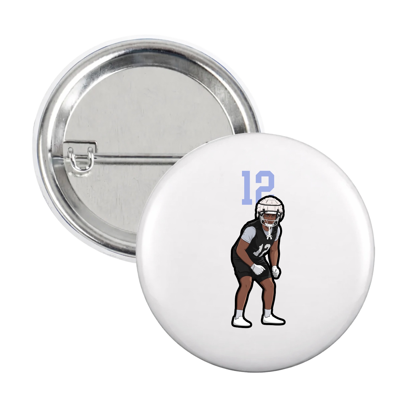 Game Day Button — Number Top in White