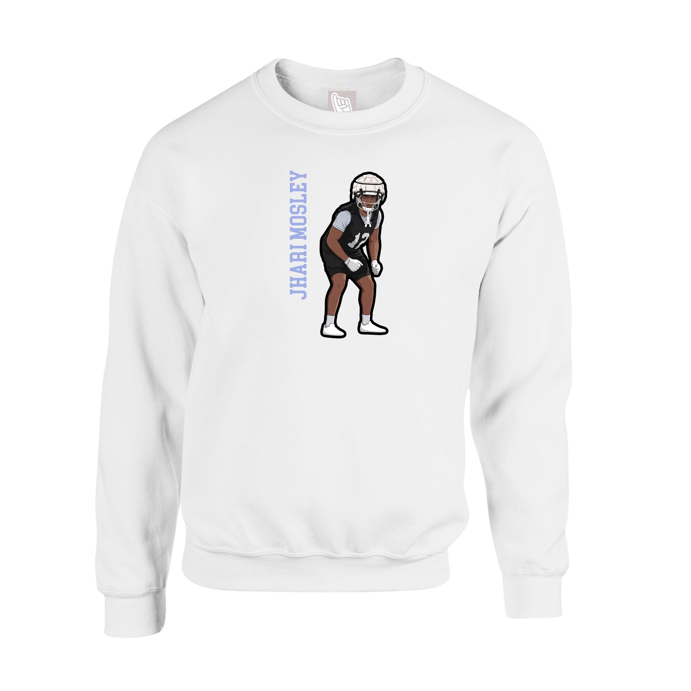 Fleece Crew — Name Vertical in White