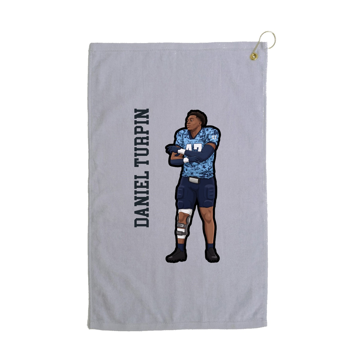 Golf Towel — Name Vertical in Grey