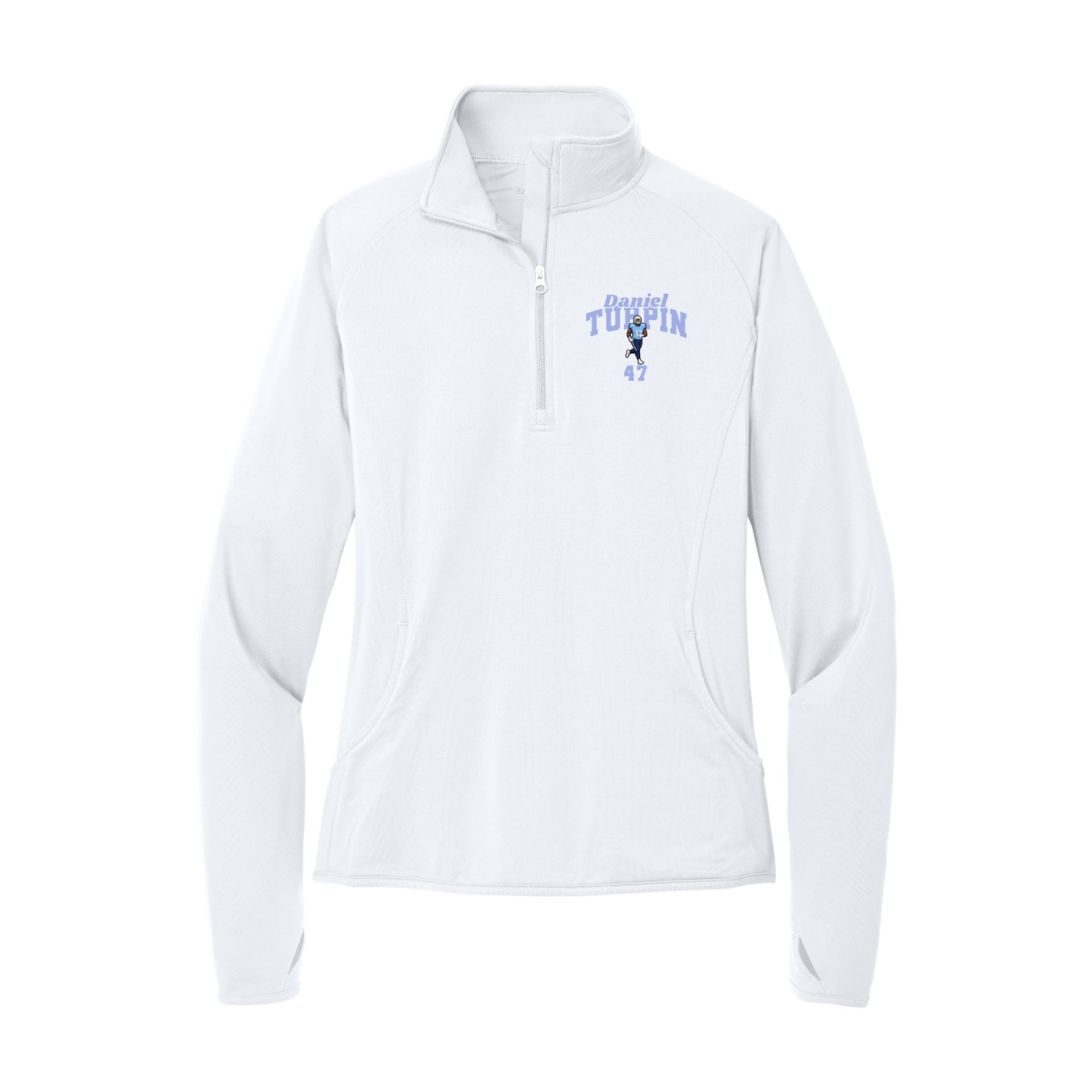 Women's Q-Zip Pullover — Signature Arch in White