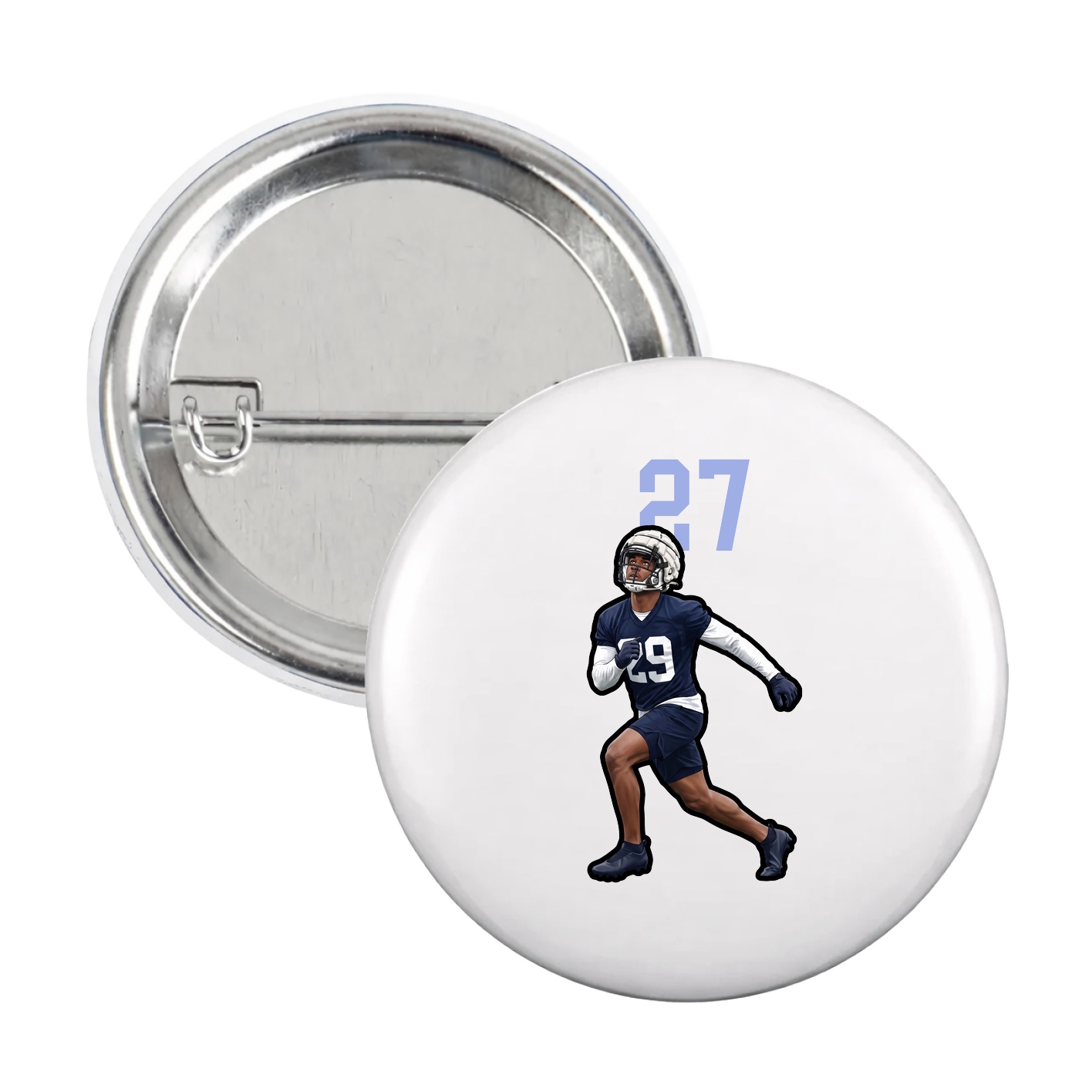 Game Day Button — Number Top in White