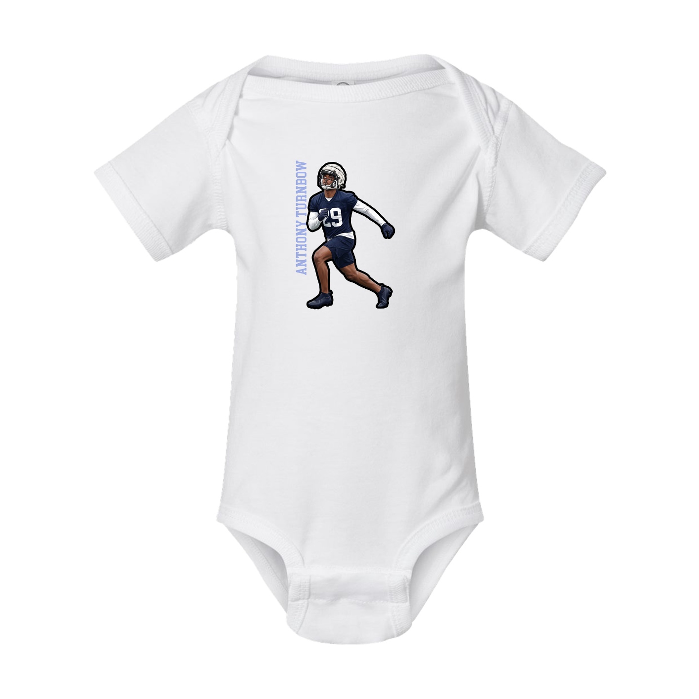 Baby Onesie — Name Vertical in White