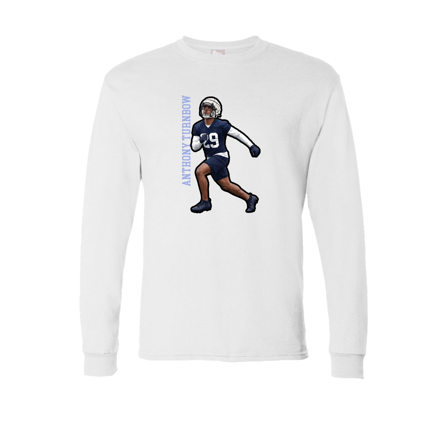Long Sleeve Tee — Name Vertical in White