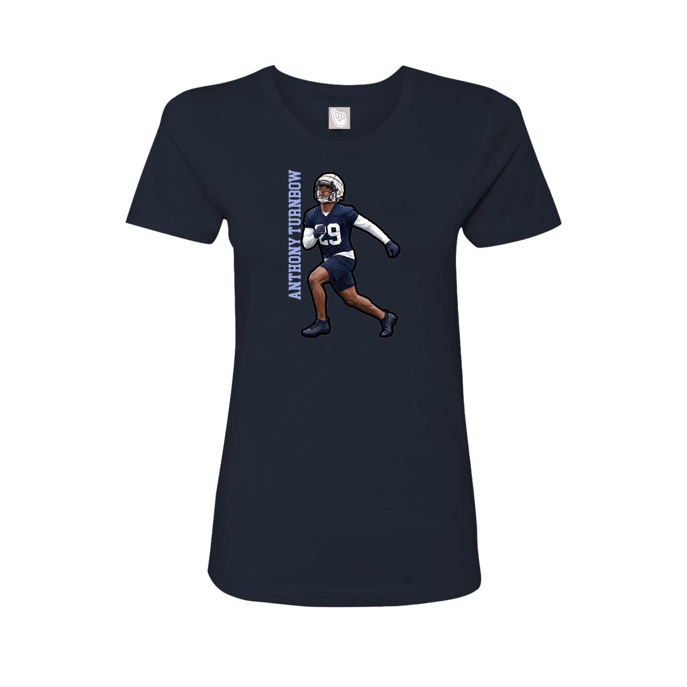Fitted Women's Tee — Name Vertical in Navy