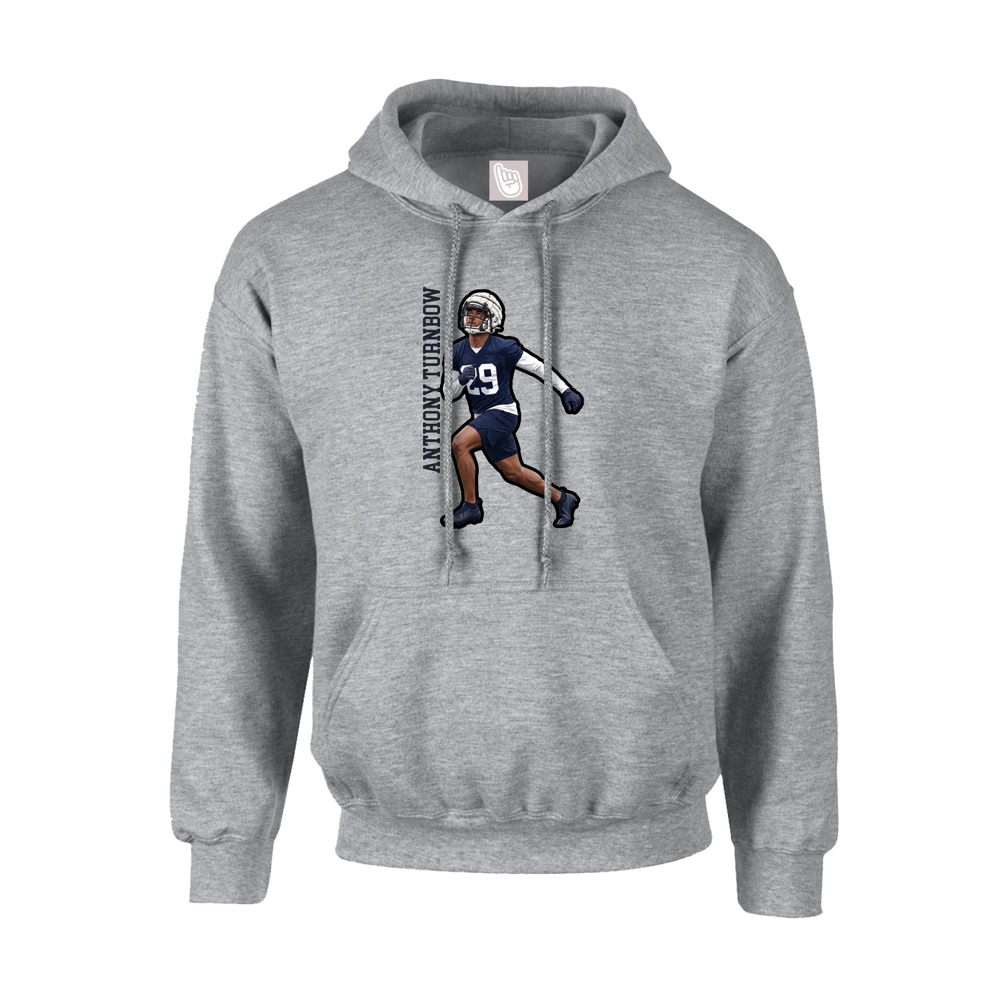 Hoodie — Name Vertical in Grey