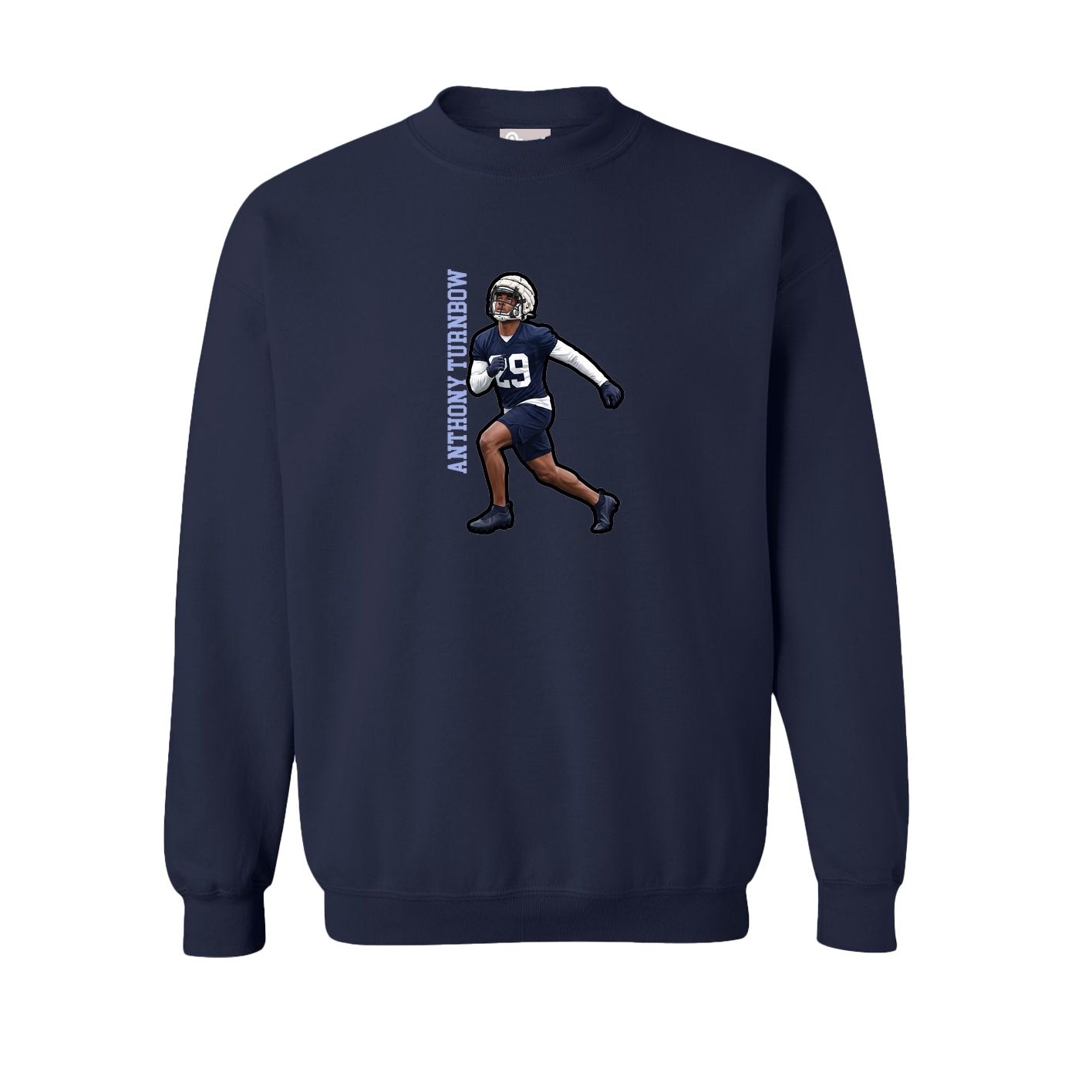 Fleece Crew — Name Vertical in Navy