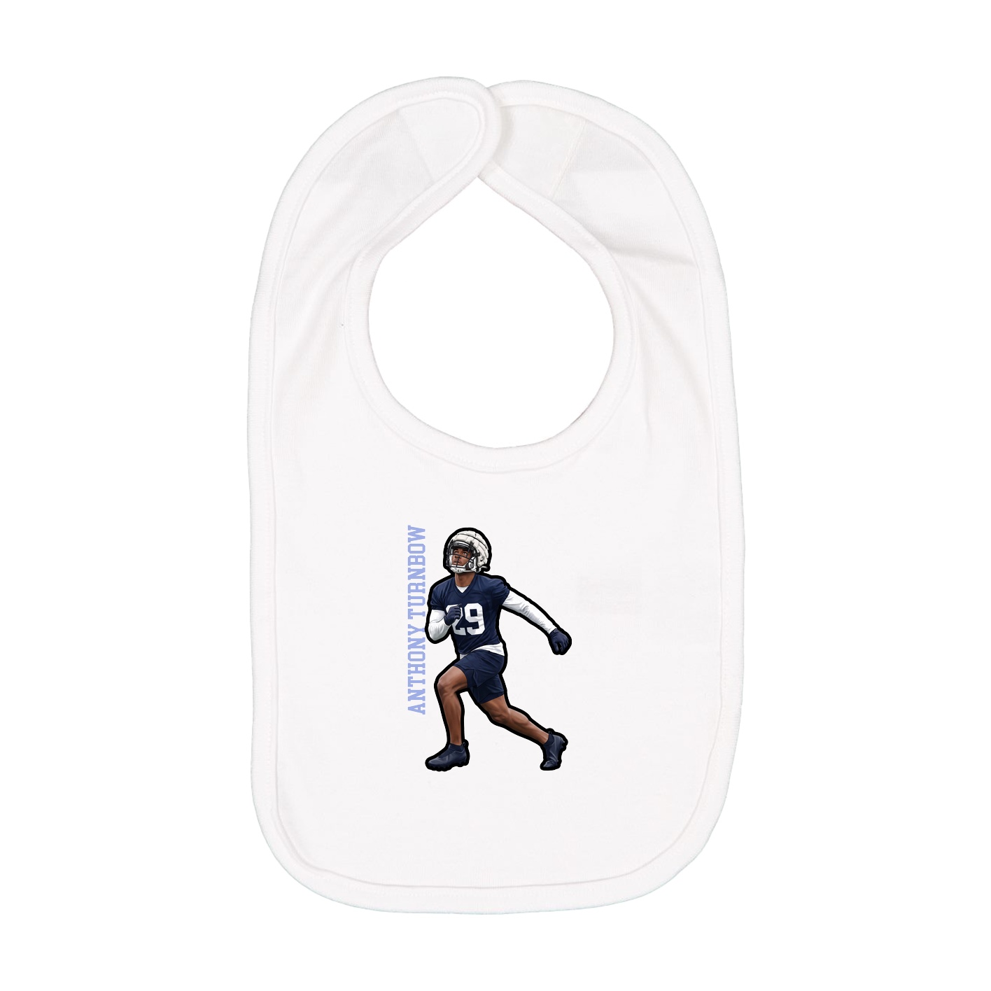 Infant Bib — Name Vertical in White