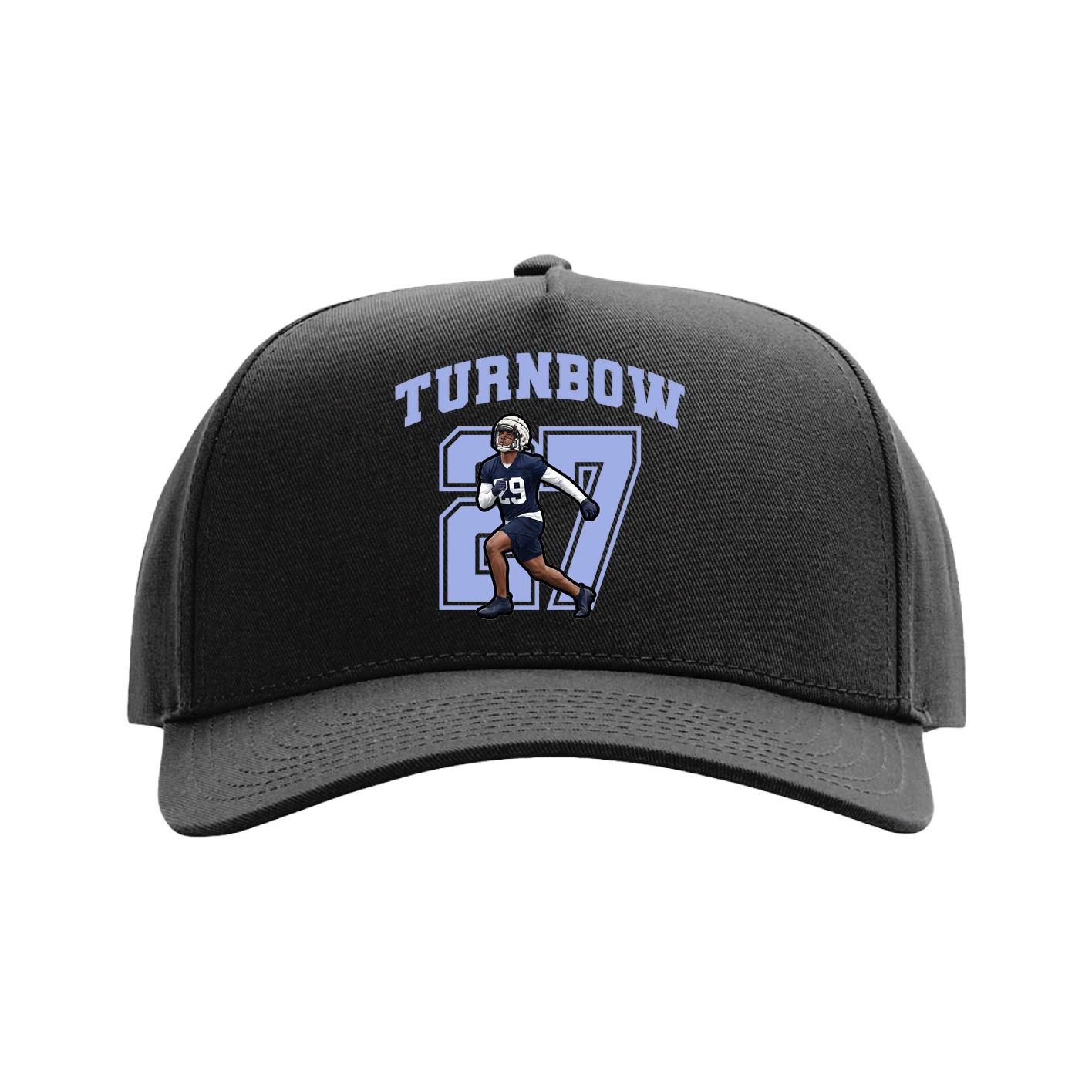 Full Fabric Five-Panel Champ Cap — Number in Black