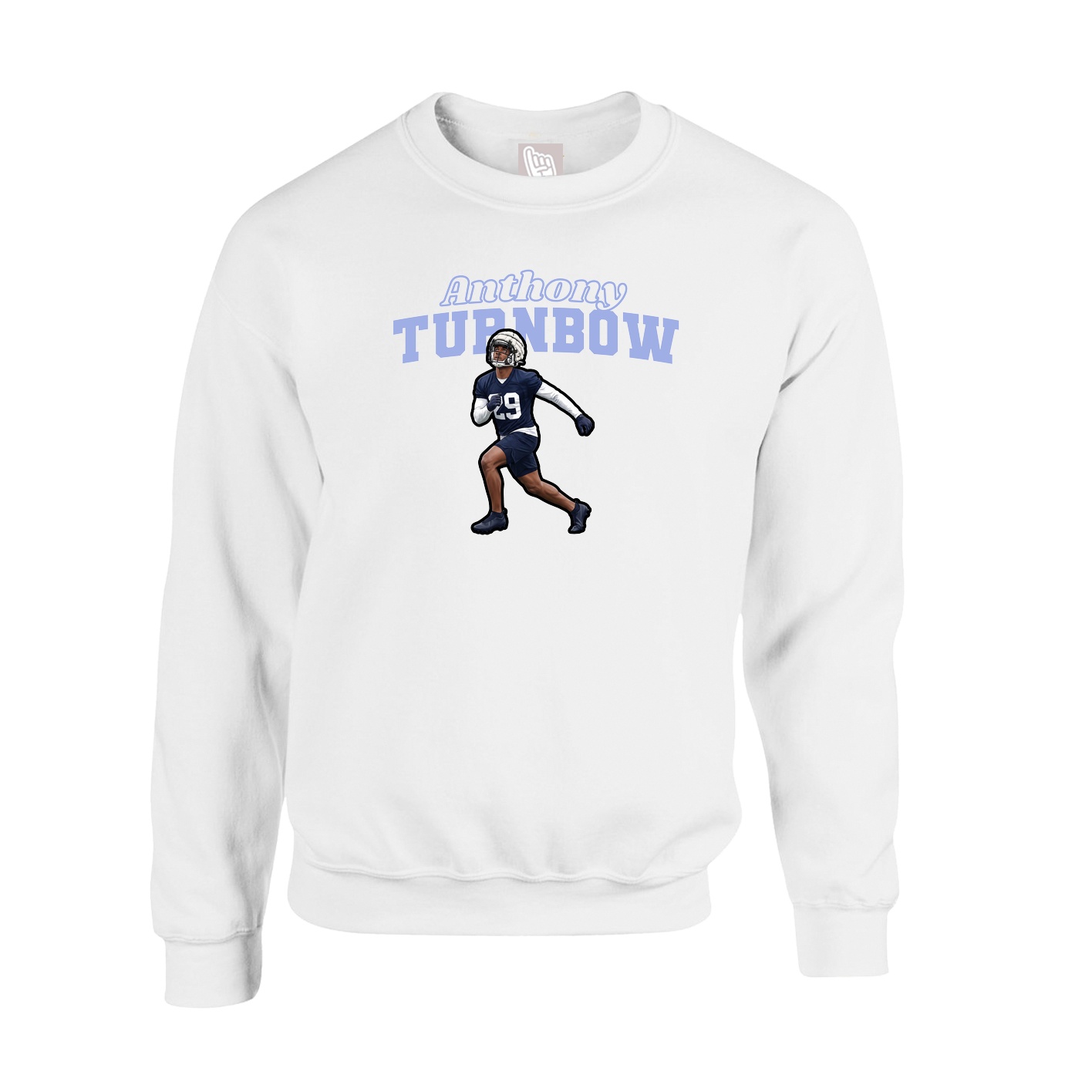 Fleece Crew — Name Arch in White