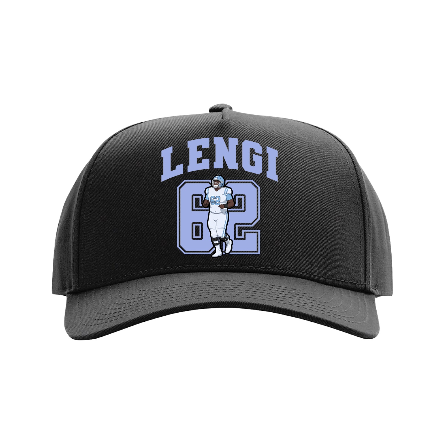 Full Fabric Five-Panel Champ Cap — Number in Black