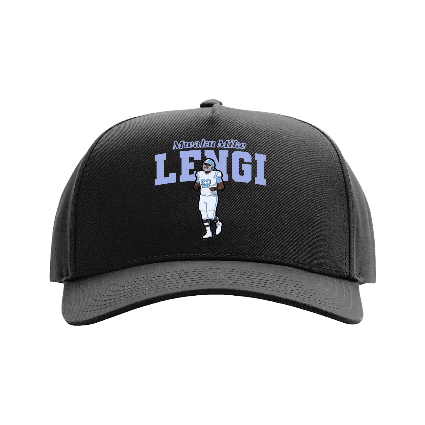 Full Fabric Five-Panel Champ Cap — Name Arch in Black