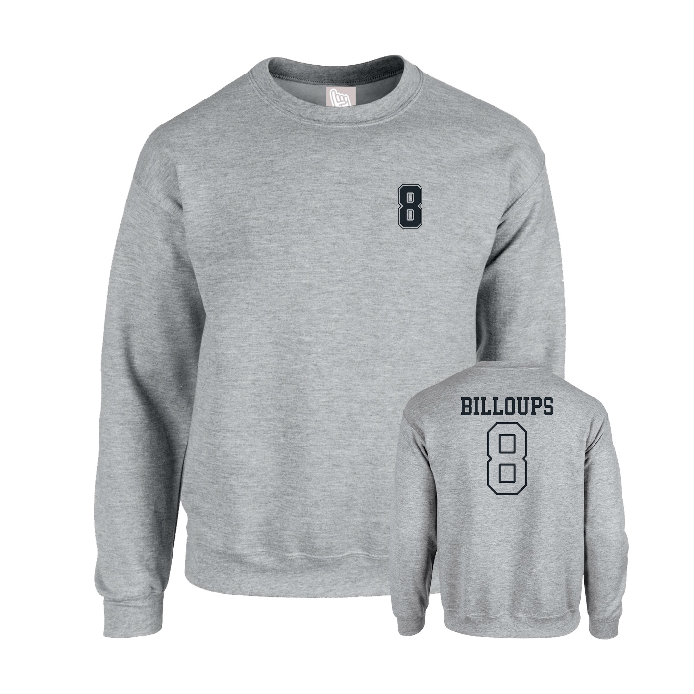 Fleece Crew — Chest Back in Grey