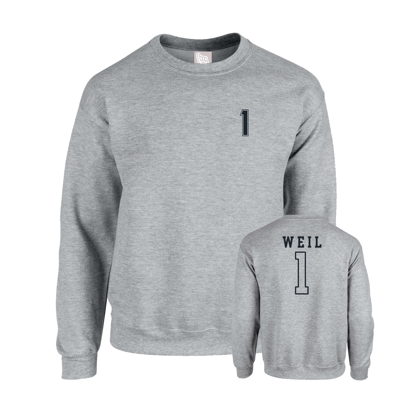 Fleece Crew — Chest Back in Grey