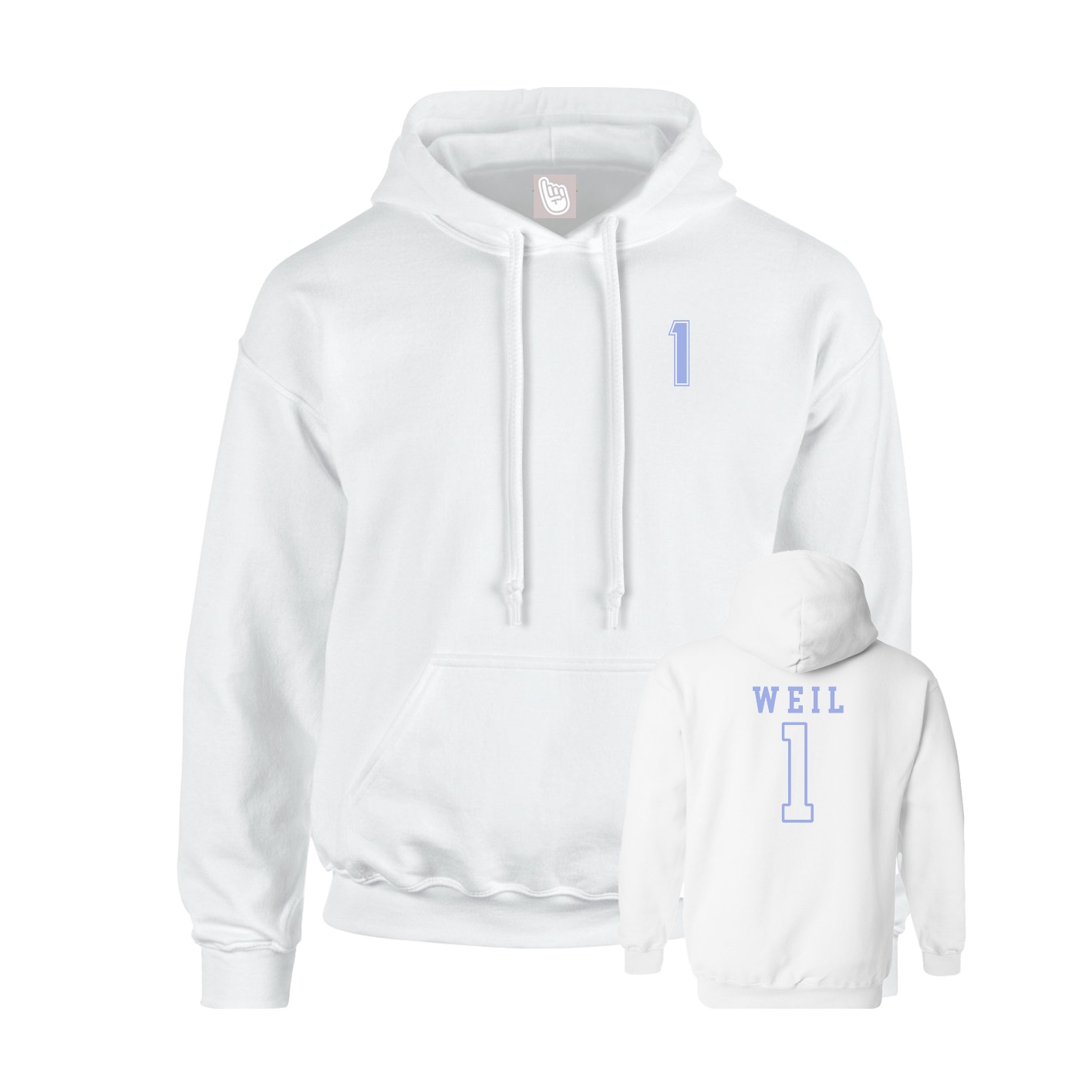 Youth Hoodie — Chest Back in White