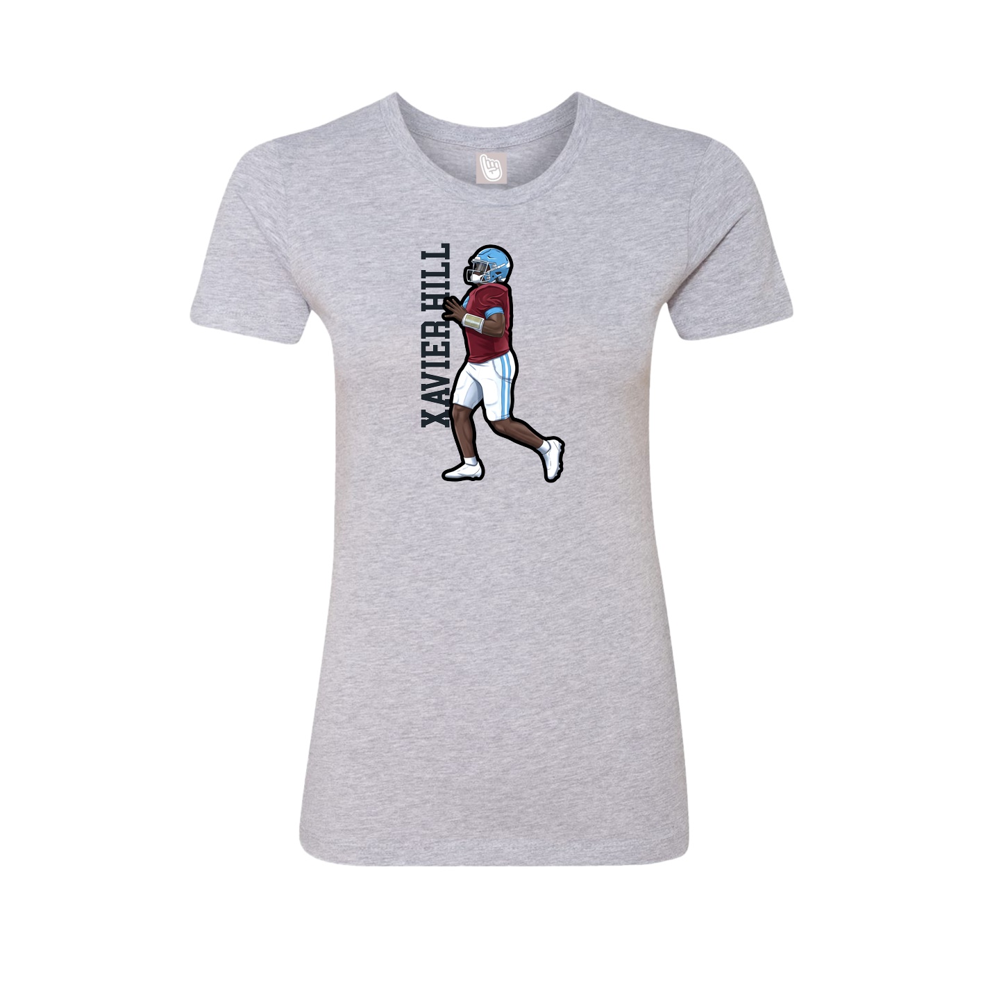 Fitted Women's Tee — Name Vertical in Grey