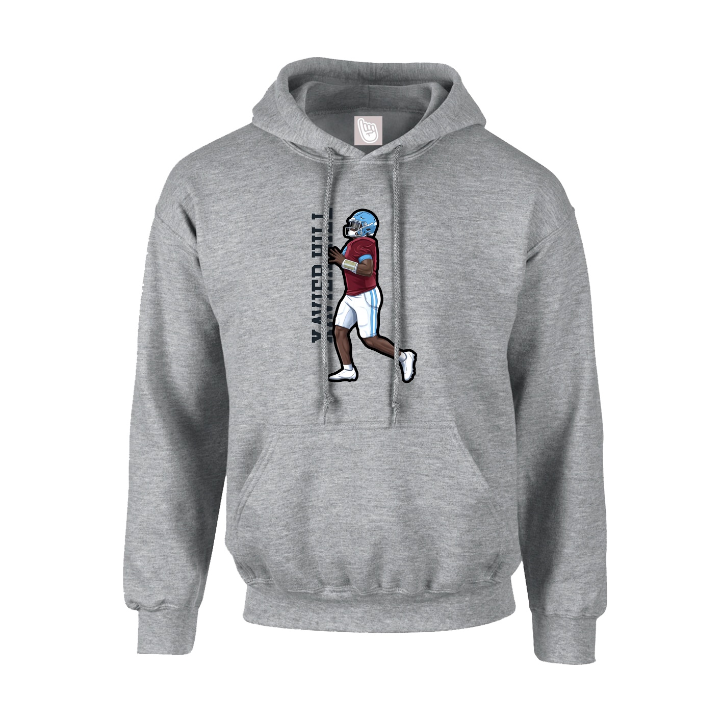 Youth Hoodie — Name Vertical in Grey
