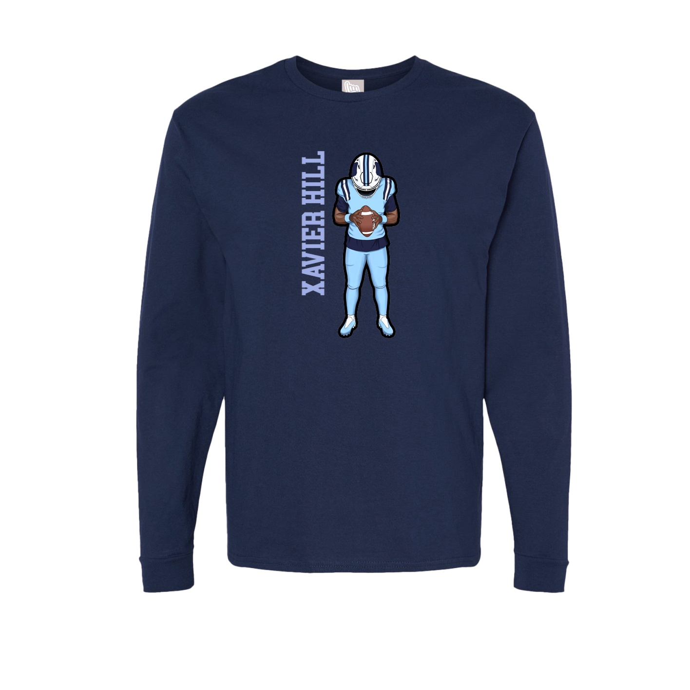 Long Sleeve Tee — Name Vertical in Navy