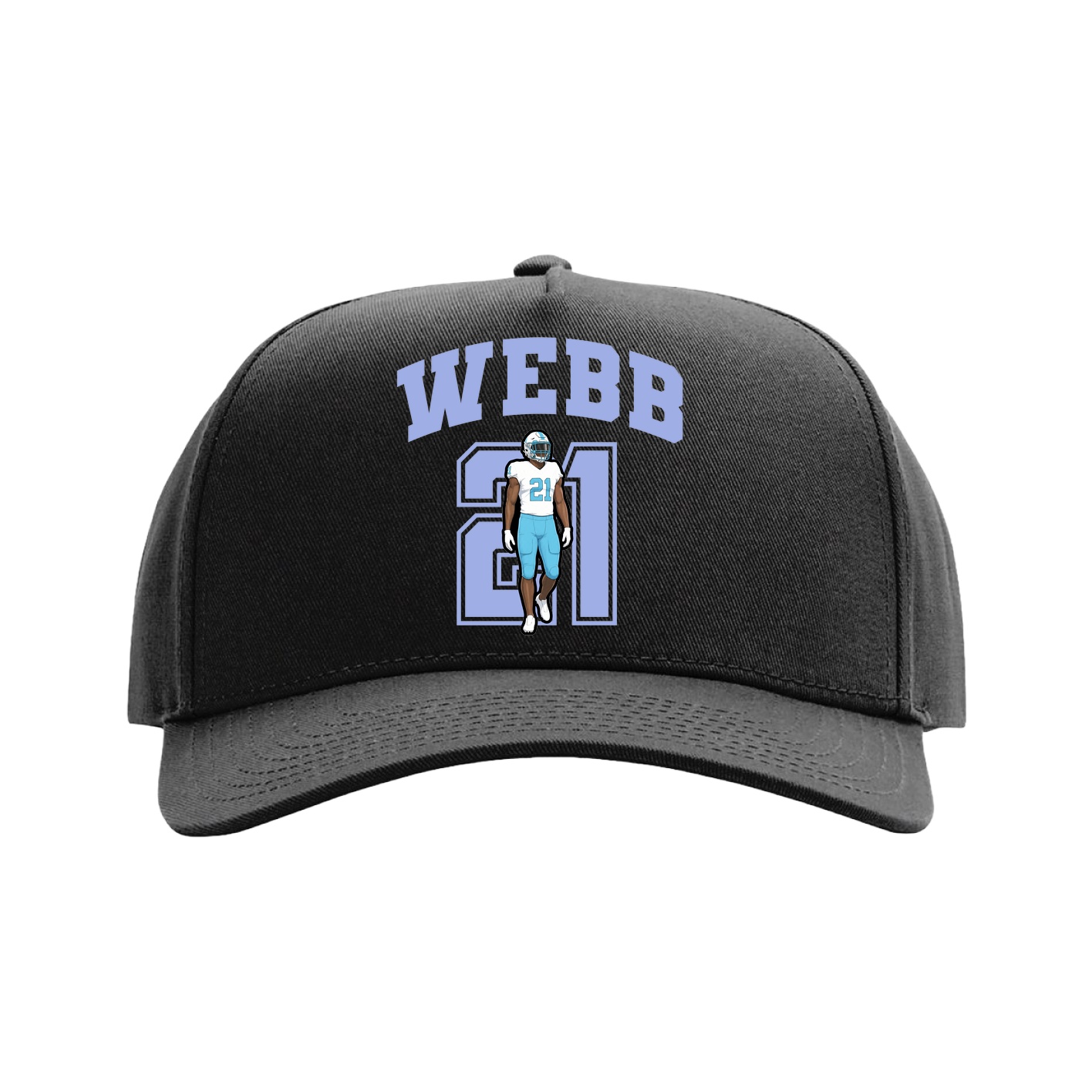 Full Fabric Five-Panel Champ Cap — Number in Black
