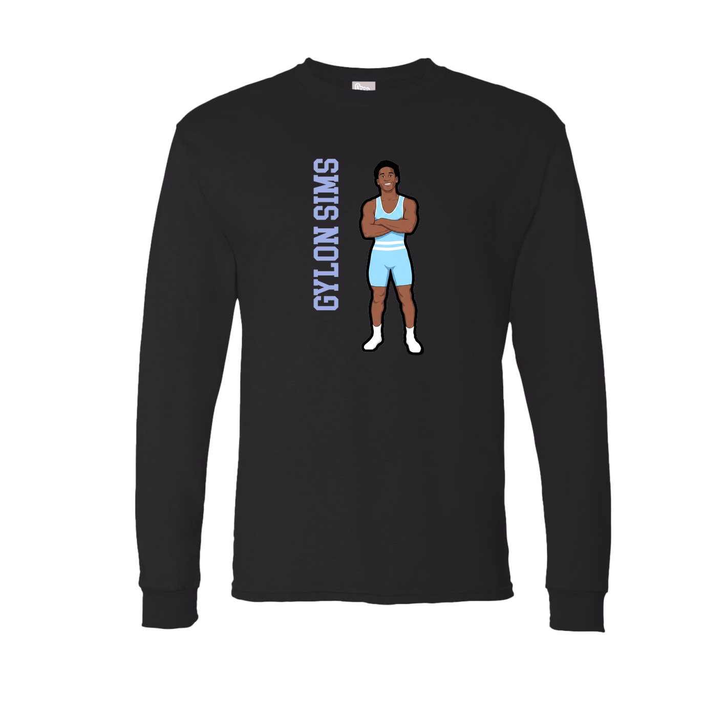 Long Sleeve Tee — Name Vertical in Black