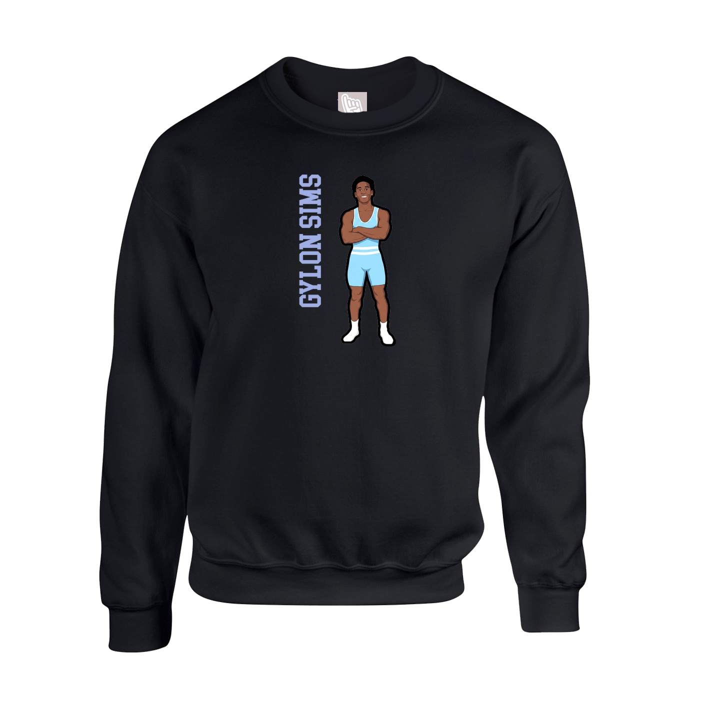 Fleece Crew — Name Vertical in Black