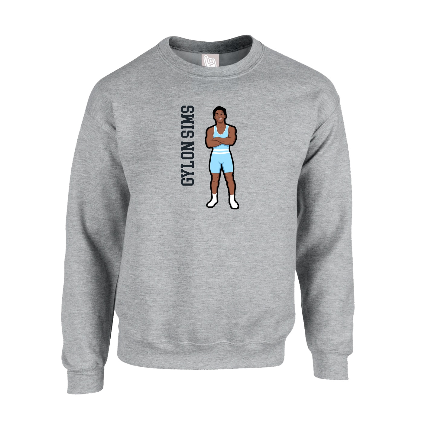 Fleece Crew — Name Vertical in Grey