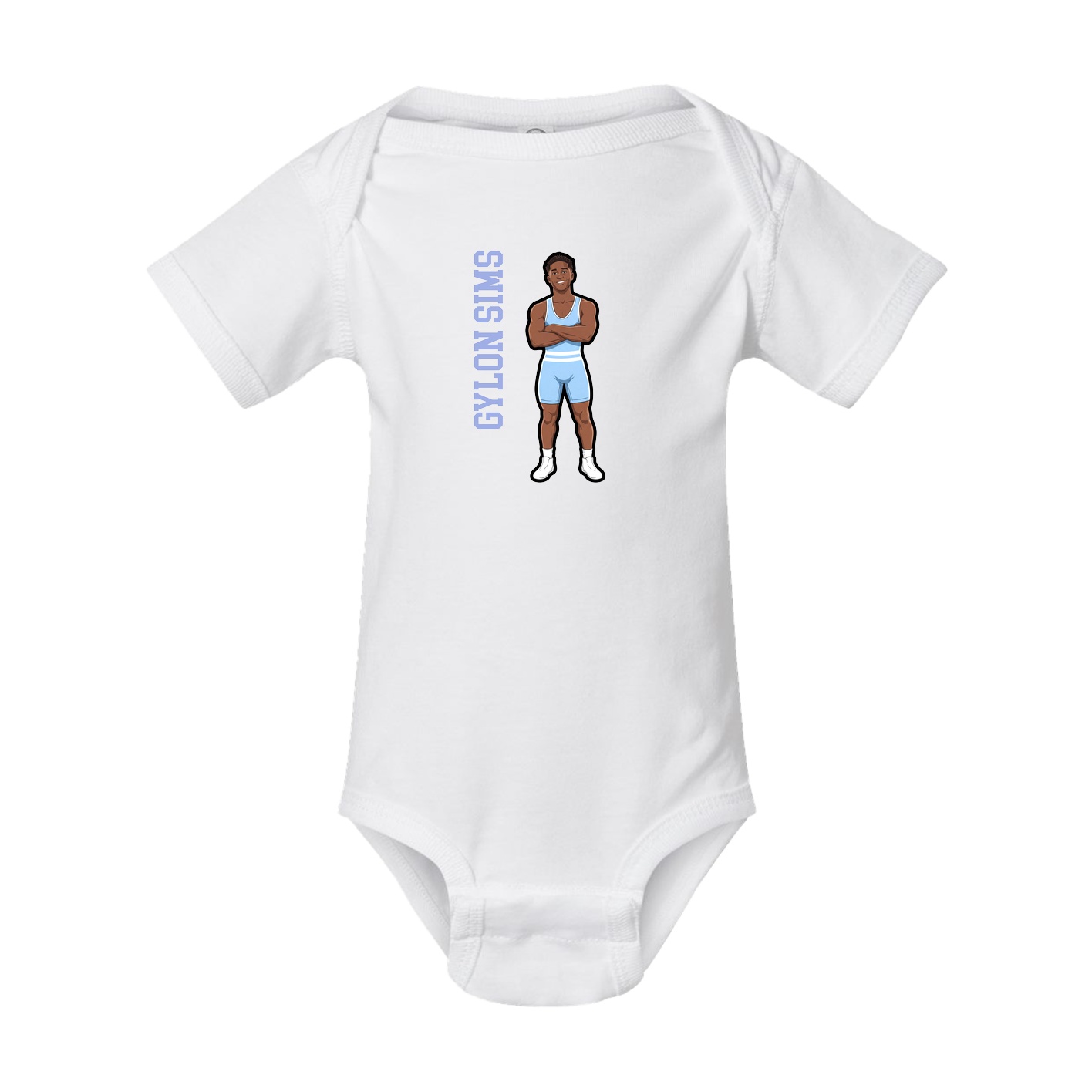 Baby Onesie — Name Vertical in White