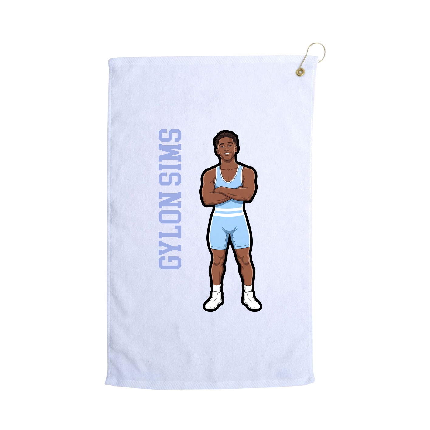 Golf Towel — Name Vertical in White