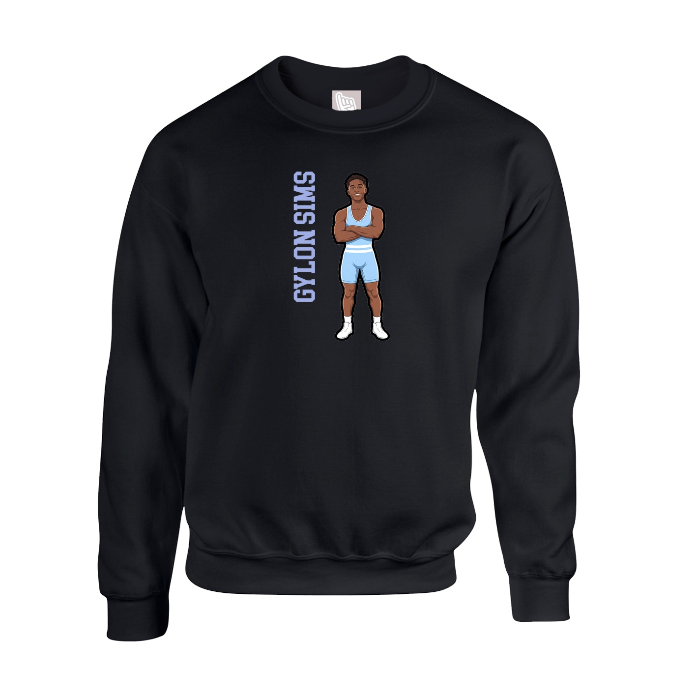 Fleece Crew — Name Vertical in Black