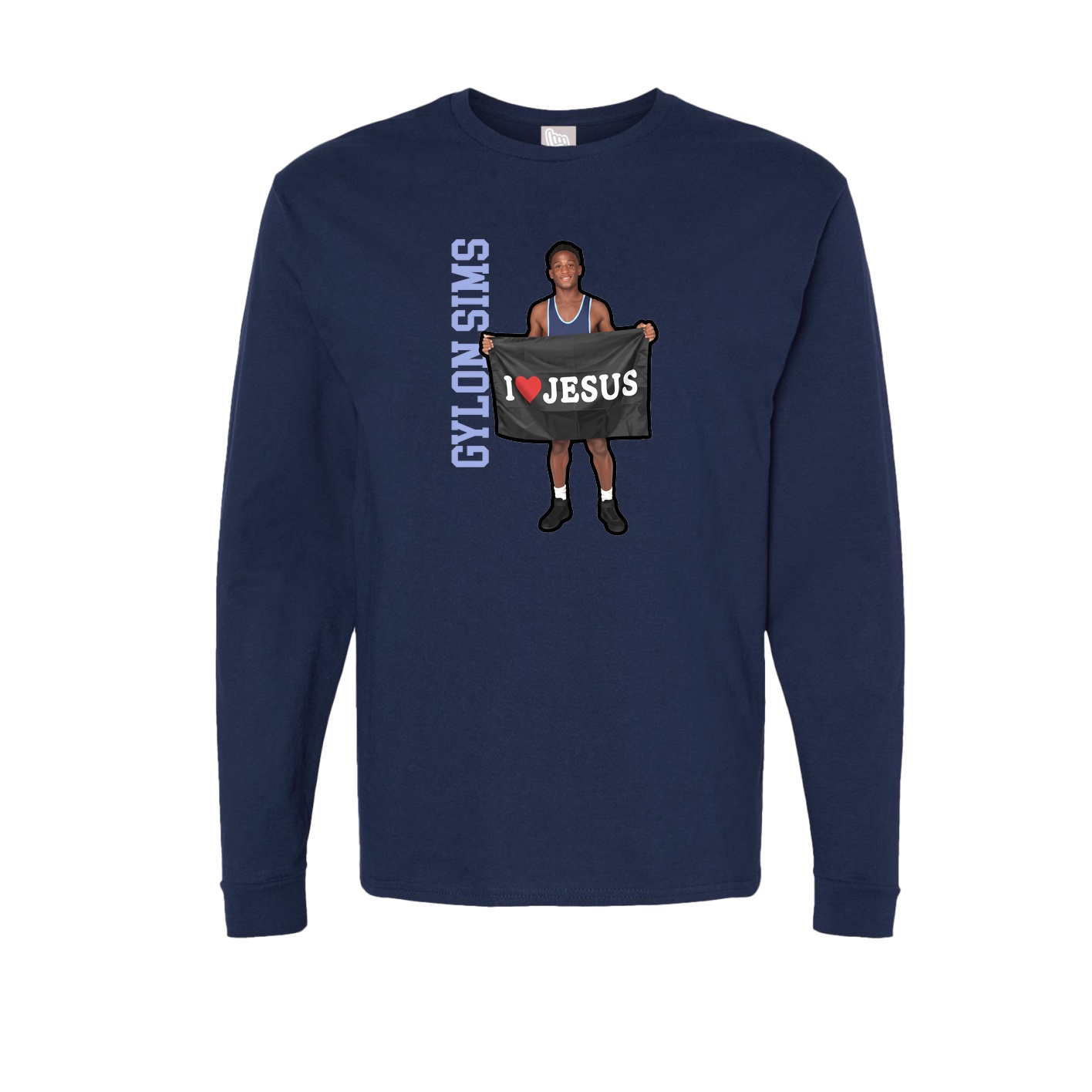 Long Sleeve Tee — Name Vertical in Navy